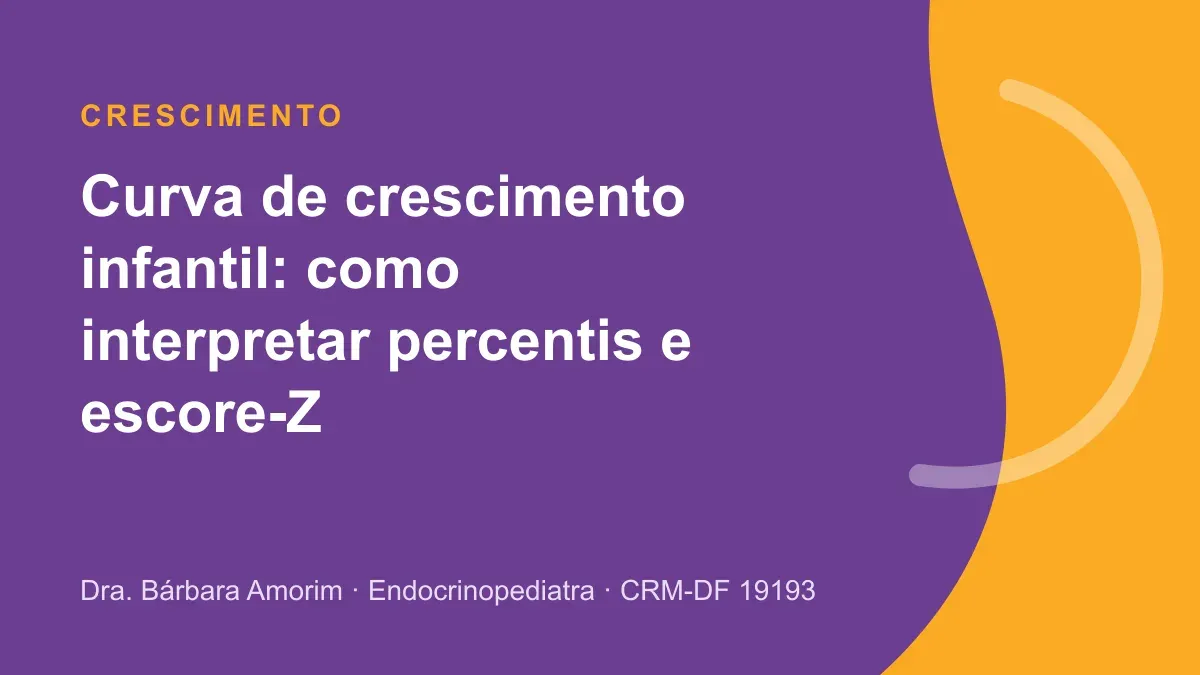 Capa do artigo sobre curva de crescimento infantil, com o título sobre percentis e escore-Z em fundo roxo