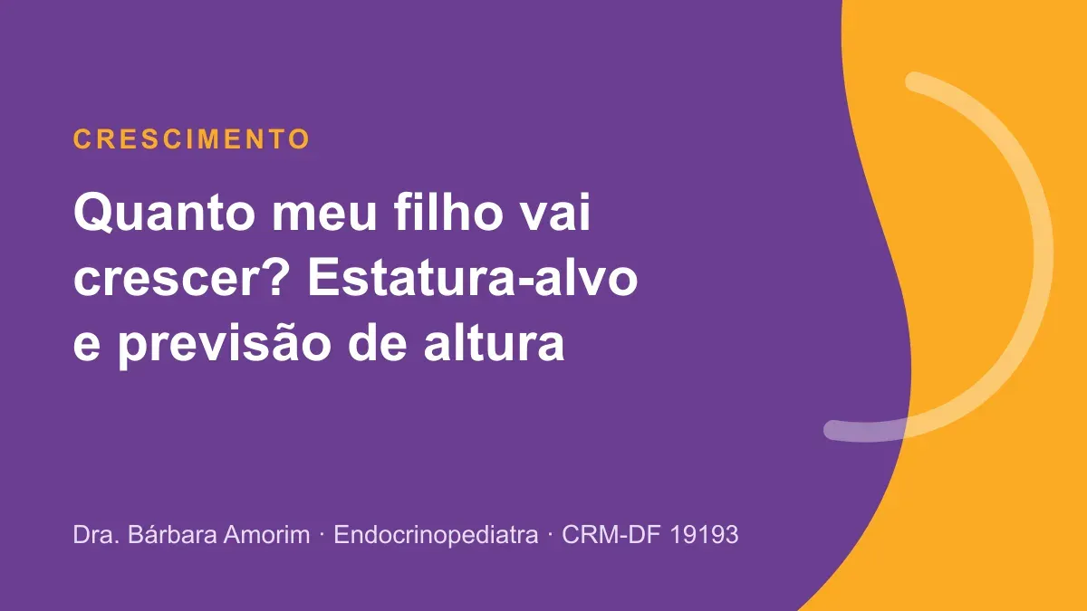 Capa do artigo quanto meu filho vai crescer, sobre estatura-alvo e previsão de altura, em fundo roxo